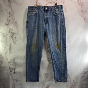 Carhartt Jeans Mens 38 X 30 Denim Relaxed Fit Medium Wash Straight Destroyed